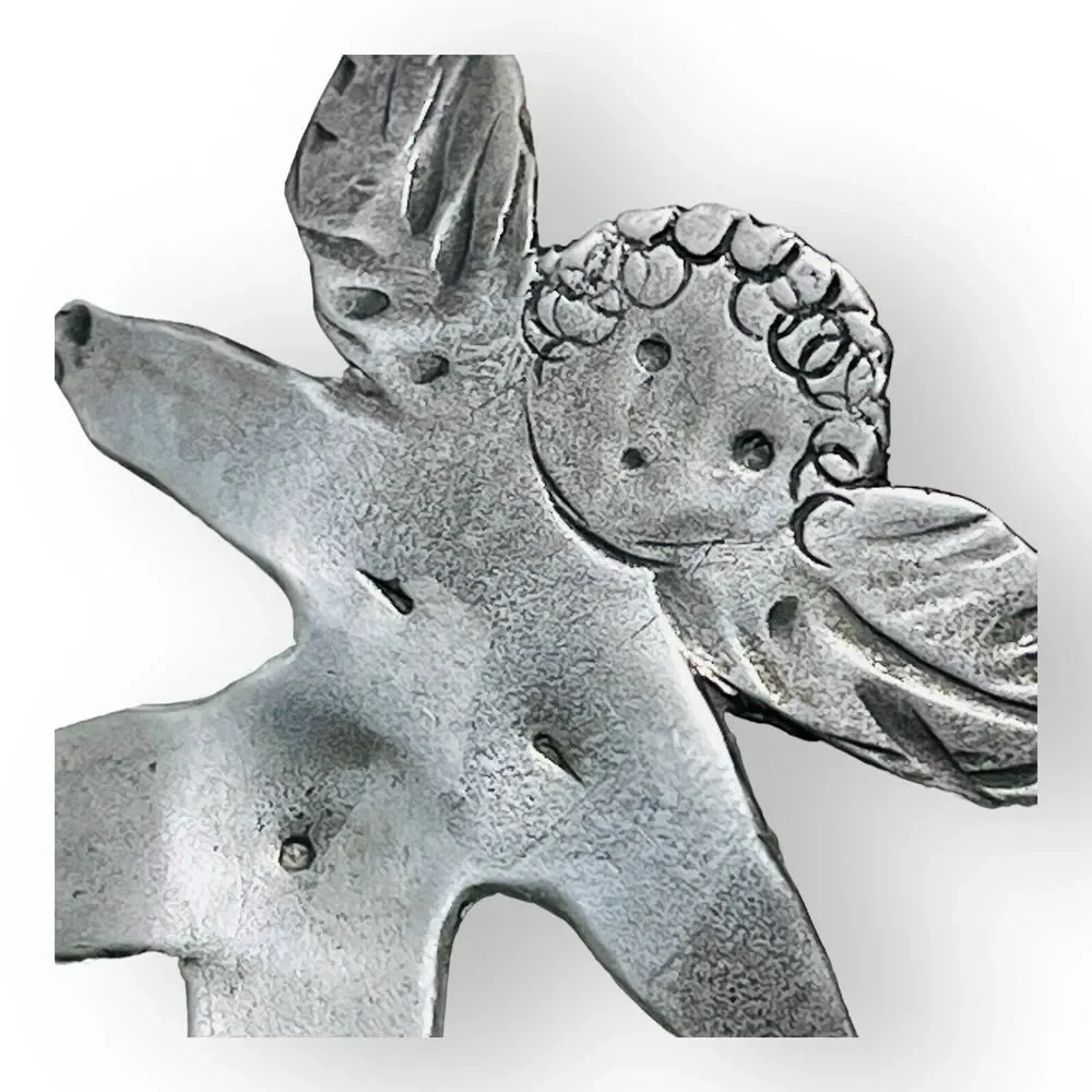 Catherine‎ Maziere Sterling Silver Angel Cherub Brooch Pendant 1.75